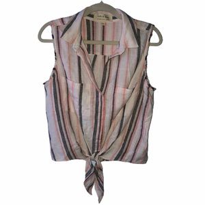 Anthropology Cloth and Stone Tie Front Top Size M